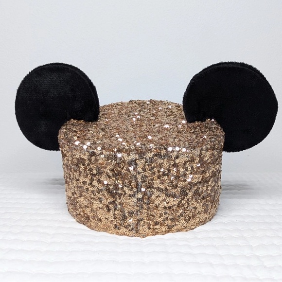 Gold Sequin Conductor Hat with Black Ears 70th Anniversary Disneyland ears NWT